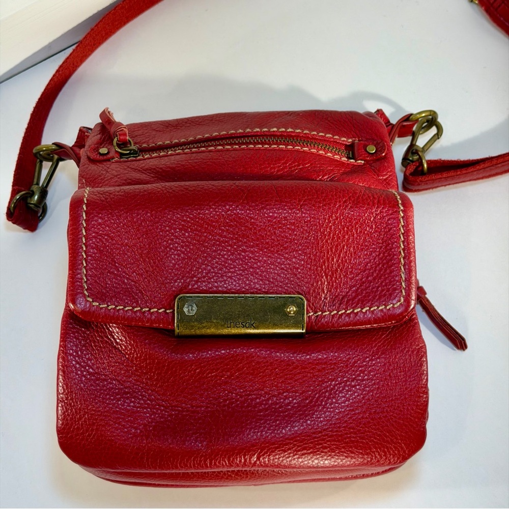 The Sak Red Pebble Leather Crossbody Bag